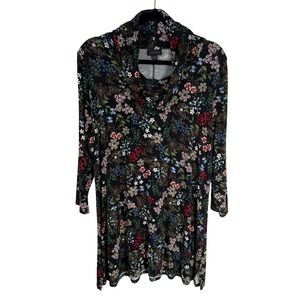J. Jill Wearever Floral Cowl Tunic | Quiet Luxury Botanical Officecore Large